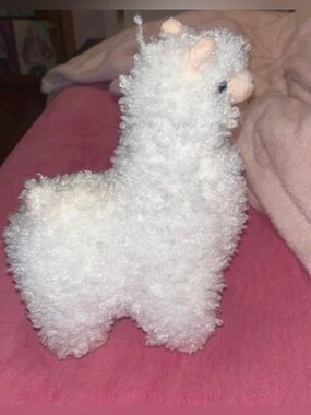 White Plush Llama Stuffed Animal - Soft Cuddly Toy